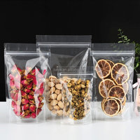 Sachets en plastique transparents à fond plat avec fermeture éclair refermable, emballage alimentaire pour collations
