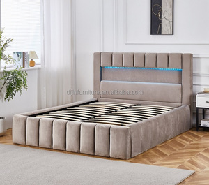 Struttura del <span class=keywords><strong>letto</strong></span> King Size vari colori tessuto di velluto cornici moderne <span class=keywords><strong>letto</strong></span> imbottito testiera con luce a LED - Product Image 3