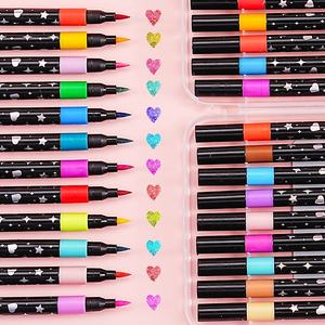 24色スパークリングアクリルマーカーペンセットパールグリッターノートブックハイライター子供用学生用カラー描画24パック - Product Image 5