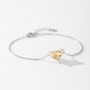 S925 Sterling Silver Zircon Yellow HalfMoon Chain <b>Bracelet</b> forWomen Romantic and Stylish JewelryGift Customizable copper version - Product Image 6