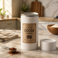 Emballage en tube de papier mat de qualité alimentaire écologique avec logo personnalisé, pour poudre de cacao, café, thé, sucre, cylindre portable avec couvercle en métal