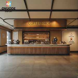 Muebles de Madera a Medida para Cafetería, Diseño de Interiores con Iluminación LED, Barra de Café Personalizable - Product Image 2