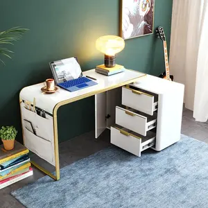 豪华家具书房现代储物柜旋转电脑桌白色家用桌子电脑