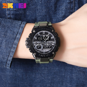 Skmei Men's Sports Watch Dual Display Electronic Watch Waterproof TPU Strap Military Green Black Alarm <b>Led</b> Flashlight - Product Image 4