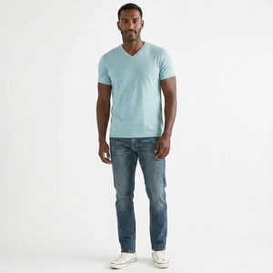 T-shirts pour hommes 100% coton en gros, design à col en V tendance, respirant et élégant, stock en vrac pas cher avec un prix compétitif - Product Image 1