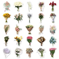 Ensemble d'autocollants imperméables à l'eau pour scrapbooking, album, journal et décoration d'écouteurs, motif bouquet de fleurs, style dessin animé