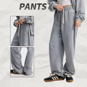 Мужские винтажные джоггеры-клеш из 100% хлопка с эффектом потертости и кислотной стирки, средней длины, в уличном стиле, высокого качества - Product Image 2