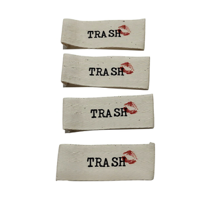 Eco-friendly cotton <b>labels</b> Custom printed logo <b>labels</b> Damask woven neck <b>labels</b> High density wash <b>labels</b> - Product Image 1