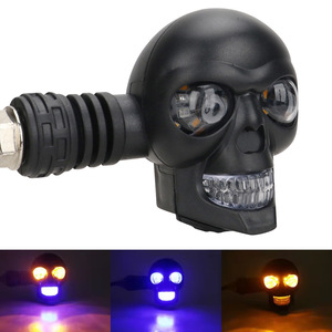 ไฟเลี้ยวรูปหัวกะโหลก 12V LED สองสี ขาวเหลือง สำหรับมอเตอร์ไซค์ กันน้ำ IP67 - Product Image 5