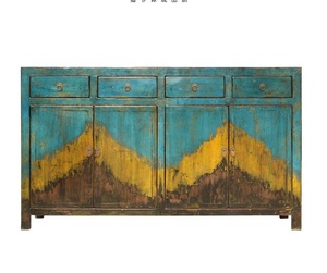 Armoire chinoise <span class=keywords><strong>ancienne</strong></span> de haute qualité en bois de pin ancien à quatre tiroirs et quatre portes peinte Dongbei - Product Image 2