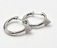 Boucles d'oreilles créoles haut de gamme en argent 925, design géométrique triangulaire incrusté de diamants, élégantes et tendance pour femme