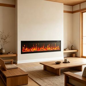 Chimenea Eléctrica Lineal Ultrafina Empotrada de 72 Pulgadas para Interiores de Hogar Moderno con <span class=keywords><strong>Llama</strong></span> LED Multicolor, Chimenea Decorativa Empotrada - Product Image 2