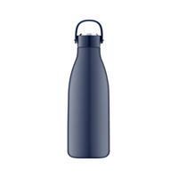 Botella de Agua Personalizable de Acero Inoxidable de 600 ml, Tapa Antiderrames con Flexible Abertura de 180° °   Botella Térmica con Asa de Anillo