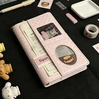 Nueva Carpeta de Anillas en Espiral A6 Rosa con Puntos, Estilo Instagram, de Alta Apariencia, de Poliuretano, Fabricada en China