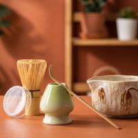 Ensemble d'accessoires en porcelaine complet, peint à la main, motif branche de printemps, style zen asiatique, écologique, mignon, pour le thé matcha japonais traditionnel