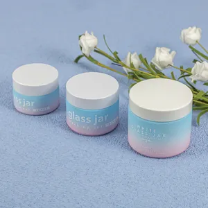Custom Printing Luxury 30ml 50ml 100ml Empty Blue Green Pink White Porcelain Glass Cosmetic Cream Jars With Lid