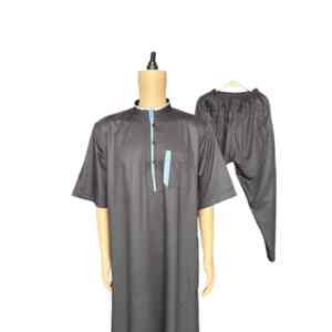 Thobe de <span class=keywords><strong>estilo</strong></span> Qatar <span class=keywords><strong>para</strong></span> <span class=keywords><strong>hombre</strong></span> con cuello levantado, túnica larga, Oriente Medio árabe de ropa de <span class=keywords><strong>hombre</strong></span>, ropa islámica tradicional con bolsillo y pantalón - Product Image 3