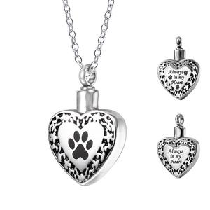 Kalung besi tahan karat desainer Vintage kalung kremasi hewan peliharaan kalung hati pasangan modis perhiasan wanita - Product Image 4