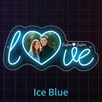 Enseigne néon LED personnalisée en forme de cœur Neonawall, avec photo et nom, intensité réglable, multicolore, décoration murale pour mariage, demande en mariage, fiançailles