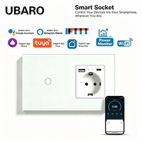 Prise intelligente Wi-Fi UBARO 157 avec contrôle à distance par application, compatible Google Assistant et Alexa, partage vocal, verre trempé