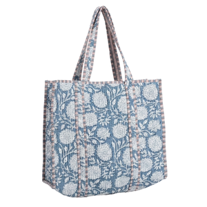 Cesta de lavado de tela rajastaní, suave y ecológica, tipo bolsa tote, bolsa de playa, bolso de mano, con serigrafía - Product Image 1