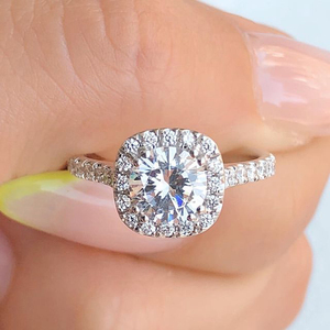 2.0 Carat 7*7Mm Wit Kussen Cut <span class=keywords><strong>Moissanite</strong></span> Met 18 <span class=keywords><strong>K</strong></span> Rose <span class=keywords><strong>Gold</strong></span> Engagement Ring Voor Vrouwen <span class=keywords><strong>Moissanite</strong></span> diamanten Ringen - Product Image 3