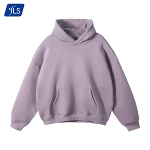 YLS Guangzhou kaus Pullover bertudung katun pabrikan dengan hoodie pria kustom ukuran besar bulu domba berat