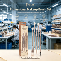 Ensemble de pinceaux de maquillage professionnels 2 en 1 à double tête, pour les yeux, avec logo personnalisé, manche en bois, vente en gros directe d'usine, OEM ODM