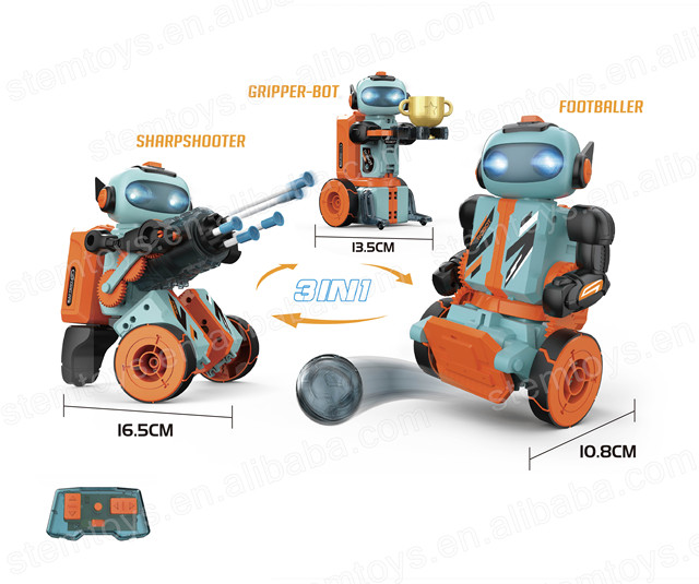 Robot Time 220pcs DIY STEM Educational Smart Intelligent Toys 3in1 2.4G R/C Programming Robot Science Engineering Toys for Kids