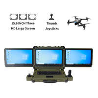 Station de contrôle au sol robuste, ordinateur portable industriel robuste à triple écran de 15,6 pouces, vert, IP65, résistant aux chocs, logo personnalisé