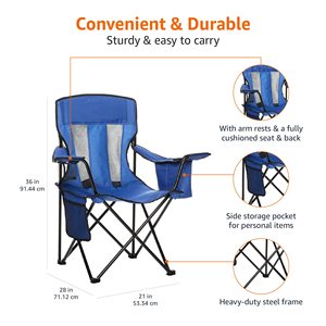 Outdoor <b>Lounge</b> Garden Folding <b>Chair</b> Portable Picnic BBQ Beach Camping <b>Chair</b> with Cup Holder Iron Frame - Product Image 4