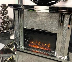 Meubles de <span class=keywords><strong>salon</strong></span> decorativo eléctrico sparkle Diamond Crush oro rosa espejado meubles muebles <span class=keywords><strong>chimenea</strong></span> con juego de espejos - Product Image 4