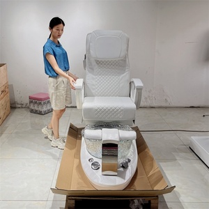 Kisen Novelty Red Leather With Gold Pull Out Bowl Modern Massage Spa Pedicure Chair Luxury for Beauty Salon - Product Image 4