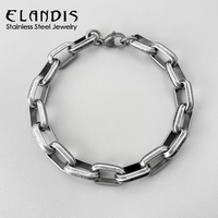 Bracelet EManco en argent brossé, maillons trombone, fermoir mousqueton, fournitures de fabrication de bijoux pour hommes, artisanat DIY fait main
