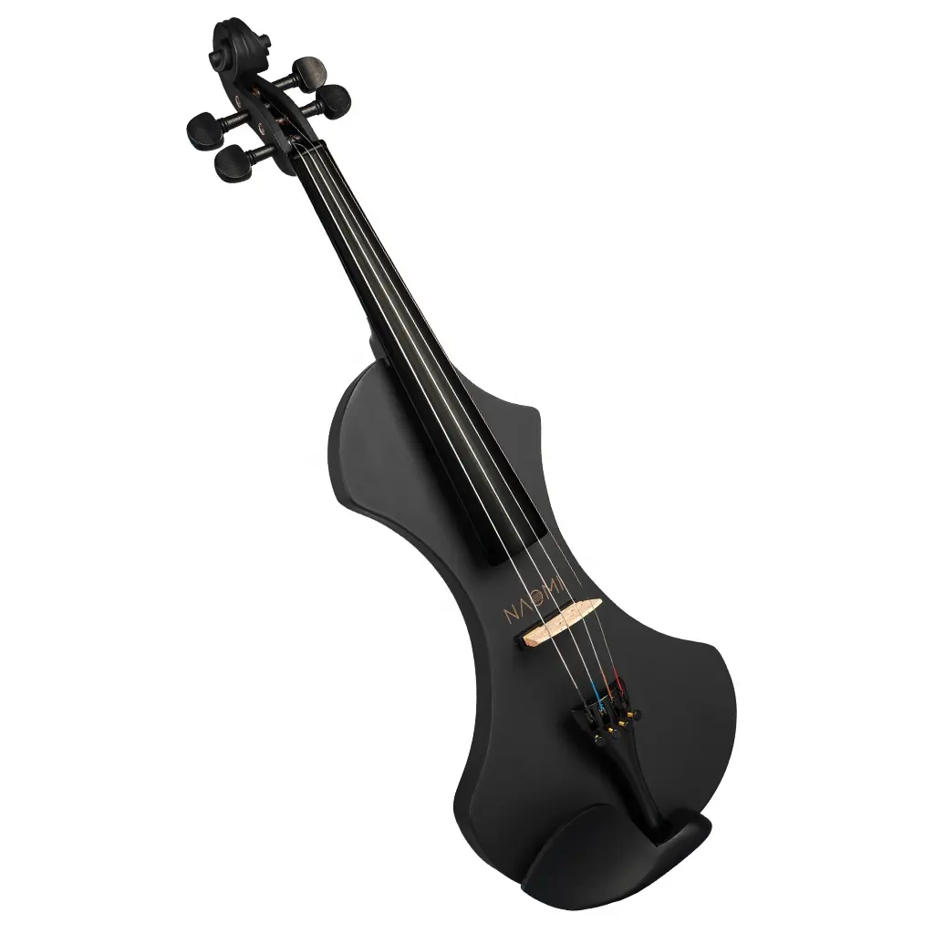 NAOMI 1 Silent Black Electric Solid Wood Violin w/Violin Case+Bow+Headphones+Rosin+Audio Cable, Size 4/4 (Full Size)