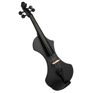 娜奥米 1 沉默黑色电实木小提琴w/小提琴盒 + 蝴蝶结 + 耳机 + 松香 + 音频线，尺寸 4/4 (全尺寸)