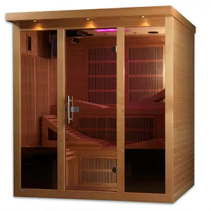 Sauna a infrarossi lontani in legno per Hemlock anteriore e porta in vetro temperato per 4-8 persone in vendita