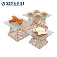 Présentoirs de luxe XINGPAI en acier inoxydable pour banquets de mariage, supports à gâteaux pour le thé de l'après-midi, rehausseurs de nourriture pour buffet