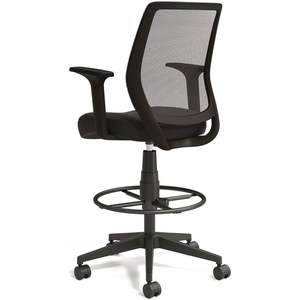 Taburete de dibujo Alera Wessex con respaldo de malla, altura de asiento ajustable, con anillo de soporte para los pies, soporta 275 lb, silla de espuma y tela negra - Product Image 2