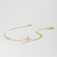 Bracelet en argent sterling S925 de haute qualité avec initiale, breloque alphabet tendance et glacée pour femmes et jeunes filles, cadeau de bijoux en dropshipping