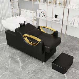 Unité de lavage de cheveux avec accoudoir doré, mobilier de salon pour poste de lavage capillaire - Product Image 1