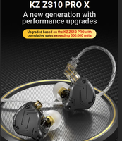 KZ ZS10 Pro X Écouteurs intra-auriculaires hybrides à 10 transducteurs, boîtier entièrement métallique, câble détachable plaqué argent de 0,75 mm, HiFi audiophile, filaires