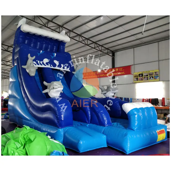 Customize inflatable dry slide dolphin design inflatable slide for party rental