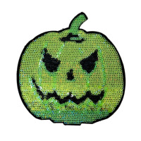 Patchs thermocollants 3D brodés de strass et de paillettes, motif tête de citrouille d'Halloween, avec motifs cœur et fleur
