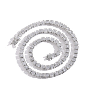 Cadena de tenis de circonio cuadrado encapsulado de 4 * 4 mm, con microincrustaciones de circonio en cobre, cadena de una sola fila, moda Tanjing - Product Image 4