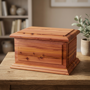 B.S. Urna Funeraria Internacional de Acero Inoxidable, Estilo Americano, Hecha a Mano, Ecológica, con Acabado de Madera Natural, 220 Pulgadas Cúbicas, BS-119 - Product Image 1