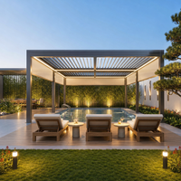 Gazebo de jardin à toit plat très demandé avec un matériau durable en aluminium à lamelles