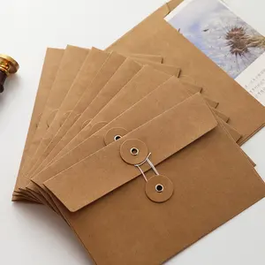 Kraft Portfolio with Button and String Closure Kraft Envelope Packaging Custom Mail Envelope Bag Kraft Paper Brown