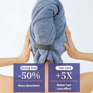 Serviette à cheveux longs à séchage rapide en microfibre, super absorbante, avec logo personnalisé, bandeau épais à queue large, pour usage domestique - Product Image 4