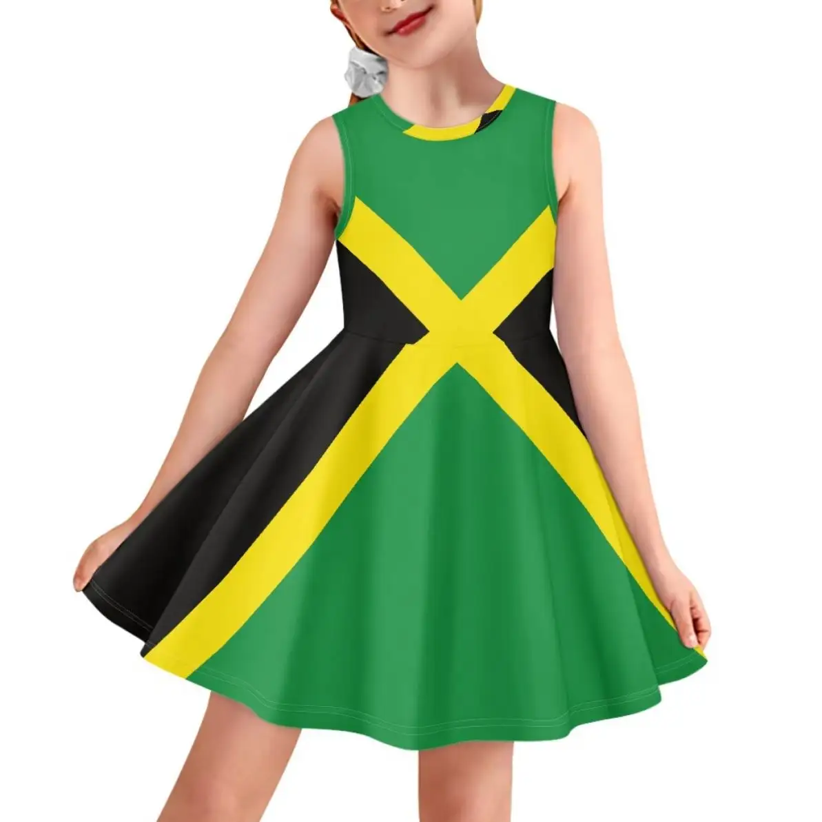 open lace back dress Jamaica Flag Printed Women Summer Sleeveless Long Dress Reggae Style E –  Mega Mart Center main image 0